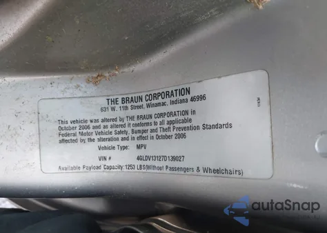 2007 Buick Terraza Cxl from USA, damaged, VIN 4GLDV13127D139027